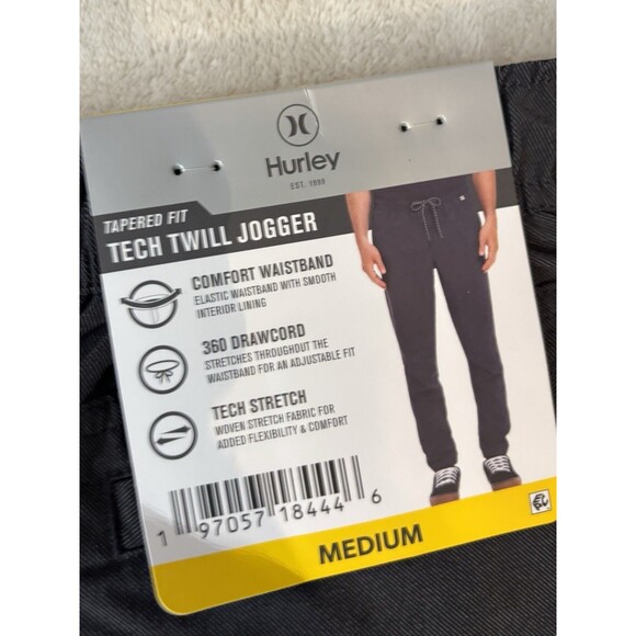 NWT Hurley Men's Medium Pacer Stretch Tech Twill Elastic Cuffs Jogger Gray - Picture 4 of 12
